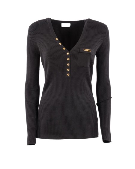 Shop ELISABETTA FRANCHI  Maglia: Elisabetta Franchi maglia a costine con taschino.
Scollo a V.
Taschino con logo in metallo dorato.
Bottoni a 4 fori.
Vestibilità Slim.
Composizione: 64%Lyocell 20%Poliammide 16%Seta.
Made in Italy.. MK12B56E2-110